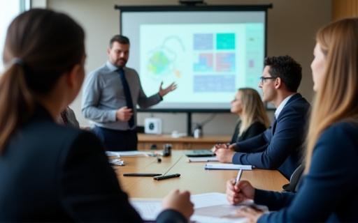 Láithreoir ag tabhairt ceardlainne oiliúna do ghrúpa rannpháirteach.